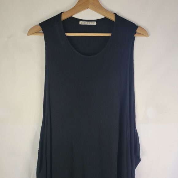 Louise Kennedy Elegant Black Sleeveless Wrap-Around Dress - Picture 10 of 14